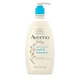 Aveeno Baby Daily Moisture Gentle Body Wash & Shampoo with Oat Extract, 2-in-1 Baby Bath Wash & Hair Shampoo, Tear- & Paraben-Free for Hair & Sensitive Skin, Lightly Scented, 18 fl. oz