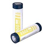CBJJ 18650 Rechargeable Battery 3.7V Li-ion Battery 2 Pack 9900mAh Flat Top Batteries for Flashlights, Headlamps, Solar Lights-Blue