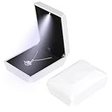 Luxury Pendant Necklace Gift Box, Velvet Jewelry Box Storage Case Organizer Holder for Proposal Engagement Wedding Anniversary Birthday (White)