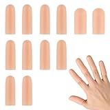 HydtoKun 12PCS Gel Finger Cots Silicone Finger Protectors for Trigger Finger Relief Fingertip Covers for Cracked Skin Blisters Calluses Nude Medium Finger Sleeves with Long & Short Sizes