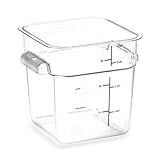 Carlisle FoodService Products Squares Square Food Storage Container with Stackable Design for Catering, Buffets, Restaurants, Polycarbonate (Pc), 4 Quarts, Clear