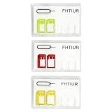 FHTIUR 3 Pack Ultra Slim SIM Card Holder, Soft Flexible SIM Storage Case, Wallet Size Travel SIM Organizer with Eject Pin Slot(Green&Red&Yellow)