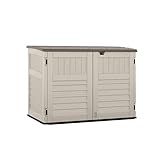 Suncast 5.9 ft. x 3.7 ft Horizontal Stow-Away Storage Shed - Natural Wood-Like Outdoor Storage for Trash Cans and Yard Tools - All-Weather Resin, Hinged Lid, Reinforced Floor - Made in The USA