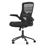 Ergonomic Office Chair for Back Pain Relief & All-Day Comfort - Durable Molded Foam Cushion, Adjustable Padded Lumbar Support, and Padded Flip-up Armrests, Ideal for Office or Study, Black