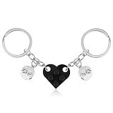 2Pcs Matching Couple Keychain Gifts for Boyfriend Girlfriend, Brick Heart Matching Keychain, Best Friend Birthday Gifts for Women Friendship Christmas Valentine’s Day Gift for Him Her Husband Fiance
