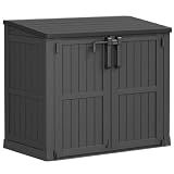 LHBcraft Outdoor Storage Cabinet 37 Cu Ft with Lockable Doors, Portable Horizontal Resin Storage Shed -Easy to Assemble, Waterproof Outdoor Storage Box for Backyards,Patios Black