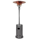 Amazon Basics 46,000 BTU Portable Outdoor Propane Patio Heater with Wheels, Commercial & Residential with Water Tank, Adjustable Heat Output, 9-Foot Radius, Slate Gray, 32.1"L x 32.1"W x 91.3"H