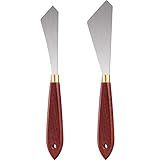 Painting Knife Set Painting Mixing Scraper Stainless Steel Palette Knife Painting Art Spatula with Wood Handle Art Painting Knife Tools for Oil Canvas Acrylic Painting (2 Pieces)