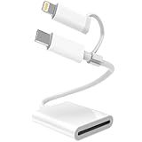 SD Card Reader for iphone, Dual and USB-C and Lightning Connector Memory SD Card Adapter, Type C Memory Card Camera Reader for SD SDXC SDHC Compatible with iPhone, iPad Trail Game Camera Plug and Play