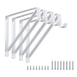 Heavy Duty Closet Rod Brackets 4 Pack, Wall Mounted Closet Shelf Bracket, 11 x 9.5 in Shelves Support Brace with Hook, White with Screws, HOME MASTER HARDWARE