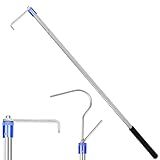 ISIVOVE Truck Bed Grabber Tool,Cargo Grabber Pickup Truck Bed 32-79 inch Sturdy Truck Cargo Retrieval Pole with Two Replacement Hooks Essential Bed Buddy Cargo Truck Retriever Easy Pickup