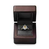 Woodten Grey Microfiber Interior Walnut Proposal Engagement Ring Box