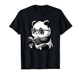 Panda Reading Book Kawaii Bookworm Librarian T-Shirt - Panda Reading Book Kawaii Bookworm Designs - Unisex-Adults & Unisex-Kids - Black - Small - Short Sleeve - Cotton, Polyester - Novelty T-Shirt