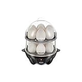 Hamilton Beach 3-in-1 Electric Egg Cooker for Hard Boiled Eggs, Poacher, Omelet Maker & Vegetable Steamer, Holds 14, Black (25508)