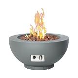 28-Inch Fire Table, 55,000 BTU Outdoor Propane Fire Pit, Patio Round Fire Bowl Gas Firepit with Lid, Lava Rocks, Cover, Pre-Attached 10 ft Propane Hose, Gray