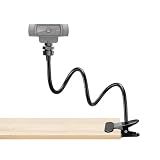 LenTok Webcam Stand Phone Mount for Desk, Gooseneck Desktop Tripod & Tabletop Phone Holder with Clamp & 1/4" Thread, Compatible with Action Camera GoPro C922 C930e C920S C920 615 C960 C920x Brio