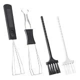 Quacc Keycap Remover Tool Set, 2 PCS Stainless Steel Keycap Pullers with 2 PCS Keyboard Brushes for Mechanical Keyboard