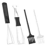 Quacc Keycap Remover Tool Set, 2 PCS Stainless Steel Keycap Pullers with 2 PCS Keyboard Brushes for Mechanical Keyboard