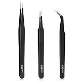 kaverme 3PCS Precision Tweezers Set, Upgraded Anti-Static Stainless Steel of Tweezers, for Electronics, Soldering, Laboratory Work, Jewelry-Making, Model, Craft