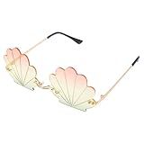 BESPORTBLE Seashell Sunglasses: Shell Shaped Eyeglasses, Fashion Rimless Wave Sunglasses for Girls Women Green-red