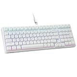 HUO JI E-Yooso Creamy Mechanical Keyboard Wired, Hot Swappable, Pre-lubed Linear Switches, Gasket Structure with Sound Dampening Foam, RGB Backlit, 99 Keys Custom Gaming Keyboard for PC/Mac,White