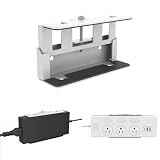 Monzlteck All-Metal Adjustable Width Power Strip/Laptop Chargers Holder Mount - Under Desk or Wall Mountable Universal Organizer for Power Strips, Laptop Chargers & Cable Management (Large)