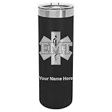 LaserGram 22oz Vacuum Insulated Skinny Tumbler, EMT Emergency Medical Technician, Personalized Engraving Included (Black)