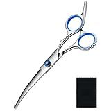 Dog Grooming Scissors Curved Shears Set Rounded Trimming Scissors for Professional Pet Dogs Cats Doodles Face Paws Matted Hair Removal at Home Use Supplies Station for Carding Tools and Trimmer