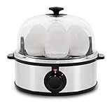 Elite Gourmet EGC648 Easy Electric Poacher, Omelet Eggs & Soft, Medium, Hard-Boiled Egg Boiler Cooker with Auto Shut-Off and Buzzer, Measuring Cup Included, BPA Free, Stainless Steel 7 Egg