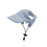 Dog Baseball Cap, Dog Cat Summer Beach Visor Hat with Ear Holes, Adjustable Puppy Sunbonnet Headdress (Blue, X-Large)