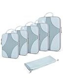 BAGSMART Compression Packing Cubes for Travel, Compressible Luggage Organizer for Cruise Ship, Lightweight Travel Essentials 6-Pack 1L+2M+2S+1Shoe Bag, Sky Blue