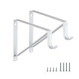 Closet Rod Brackets 11x9.5in, 2 Pack Closet Shelf Brackets, White