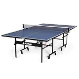JOOLA Inside Professional MDF Indoor Ping Pong Table with Quick Clamp Table Tennis Net and Post Set - 10 Minute Easy Assembly - Tournament Quality - Foldable with Single Player Playback Mode