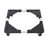 Mini Fridge Stand with 4 Locking Wheels 16.9"-25.6" Adjustable Dolly Base for Furniture Portable Refrigerator Stand（Black）