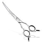 HASHIMOTO Dog Grooming Scissors, Curved Scissors for Dog Grooming, 6.5 inch, 30 Degree of Curved Blade,Light Weight, Pet Shears for Trimming Face and Paws.