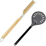 Pizza Oven Accessories Kit w/Pizza Oven Brush & Stone Scraper, 8 inch Pizza Turning Peel - Tools & Supplies Set - Compatible with Outdoor Ooni, Gozney, Ninja, Solo Ovens