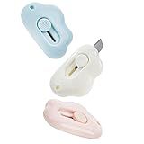 Box Cutter Retractable,Package Opener, Easy Slide Retractable Cute Box Cutter for for opening daily express boxes, envelopes, packages and more (3 Pcs Cloud Mini Cutter)