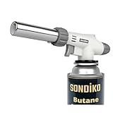 Sondiko Dual Flame Mode Butane Torch Lighter Head, Professional Grilling Tool with Adjustable Flame, Reverse Use for BBQ, Soldering, Charcoal&Campfire Torch Lighter(Fuel Not Included)
