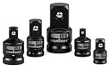 HORUSDY 5-Piece Impact Socket Adapter and Reducer Set, 1/4-Inch Hex Shank Socket to Drill Adapter 1/4", 3/8", and 1/2" Impact Driver Adapter for Power Drill & Impact Driver