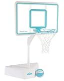 Dunn-Rite Splash & Shoot Outdoor Adjustable Height Swimming Pool Basketball Hoop w/Ball, Base, & 18 Inch Stainless Steel Rim, Made in USA, Clear