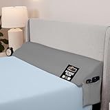 GORILLA GRIP Bed Wedge Pillow for Headboard Gap, Filler Between Mattress Gaps, US Designed, Comfortable Supportive High Density Cushion Foam Pillows, Stay in Place Gripping Dots, Full Size Gray
