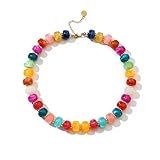 Bowdcvy Chunky Beaded Statement Necklace for Women Trendy Colorful Boho Resin Bead Choker Necklaces Summer Handmade Jewelry Gifts Accessories (Colorful - 1)