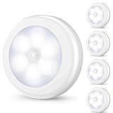 Mlambert 4 Pack Motion Sensor LED Night Light, Cordless Battery-Powered Stick-on Magnet Closet Lights, Safe Lights for Stairs, Cabinet, Cool White