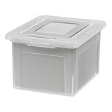 IRIS USA File Box, Plastic File Boxes With Lids, Document Organizer for Letter/Legal File, Document Box, Storage Bin For Hanging Files, Secure Latching Lid Stackable BPA-Free, Clear 35 Qt. 1 Pack