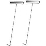 Dreyoo 2 Pcs Skimmer Basket Hook, Pool Skimmer Basket T Shaped Hook Tool for Pool Cleaner Supplies, Pick up Handling Tool for Debris Removal, Knee Saver, Keep Hands Safe