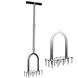 Walensee Lawn Aerator Spike Metal Manual Dethatching Soil Aerating Lawn with 15 Iron Spikes, Pre-Assembled Grass Aerator Tools for Yard, Lawn Aeration, Garden Tool, Revives Lawn Health, Patented