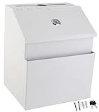 Suggestion Box with Lock and keys, Metal Wall Mounted Ballot Box, Iron steel Donation and Collection Drop Box 8.5" H x 6" W x 7" L with wide 5.5" Slot and front sheet holder (White)