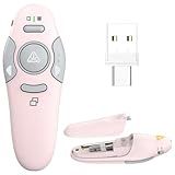 QUI Presentation Clicker Wireless Presenter Remote Clicker for PowerPoint Presentation Remote, PowerPoint Slide Advancer for Mac/Windows/Linux, Google Slide/PPT/Keynote, USB A&C, Pink