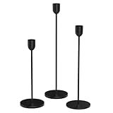 ChefBee Black Tall Candle Candlestick Holder, 3PCS Taper Pillar Candle Sticks Stand Holders Decor, Centerpiece Dining Table Wedding Festive Fireplace Mantle Vintage Room Decorations, Housewarming Gift