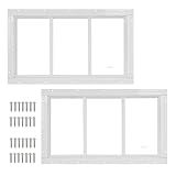 2 Pack 10" x 18" White Shed Window with Tempered Glass Household Windows with Screws for Shed, Chicken Coop, Playhouse, Garage and Barns (No Screen)